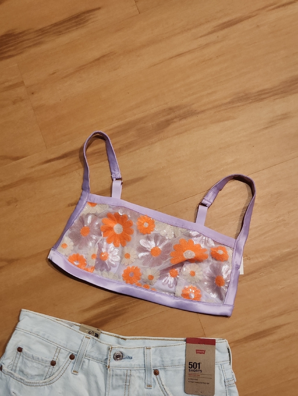 aerie Sequin Floral Bralette